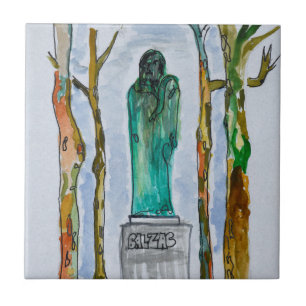 Balzac Statue by Rodin   Paris, France Tile