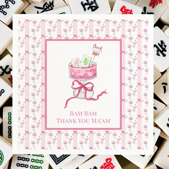 Bam Bam Thank You Ma'am Mahjong Drink Tiles Funny Napkin (Creator Uploaded)