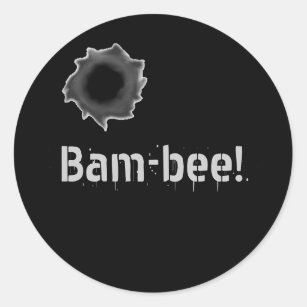 Bam-bee! warfare sticker with bullet hole