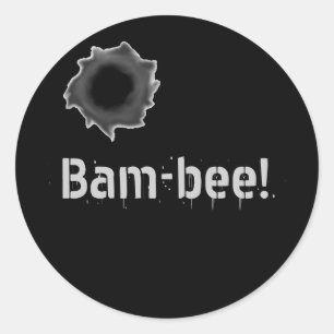 Bam-bee! warfare sticker with bullet hole