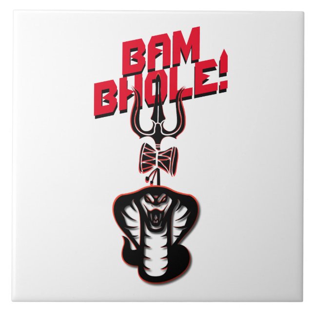 "BAM BHOLE" LORD SHIVA'S NAAG AND TRISHUL TILE (Front)