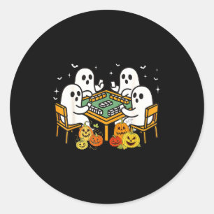 Bam Boo Halloween Ghost Mahjong Funny Costume Game Classic Round Sticker