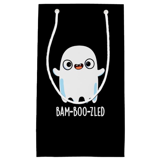 Bam-boo-zled Funny Halloween Ghost Pun Dark BG Small Gift Bag (Front)