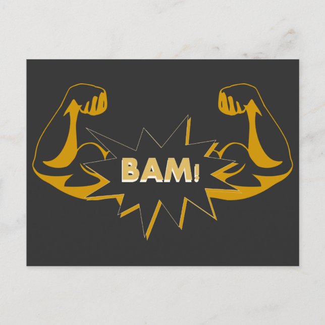 BAM! postcard for the lifter or fitness enthusiast (Front)