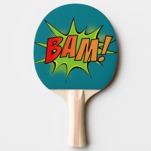 Bam! Pow! Vintage Comic Book Graphics Ping Pong Paddle