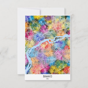 Bamako Mali City Map Thank You Card