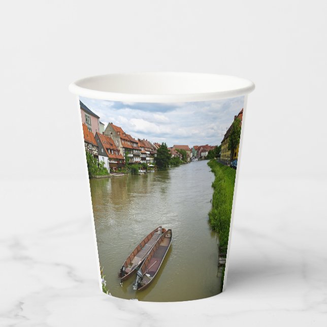 Bamberg Bavaria Regnitz River Painting Effect Art Paper Cups (Front)