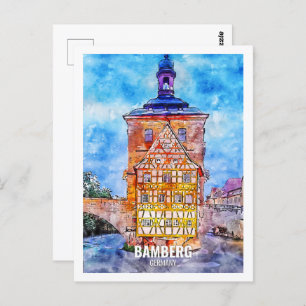 Bamberg Germany Travel Place Watercolor Postcard