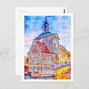 Bamberg Germany Travel Place Watercolor Postcard