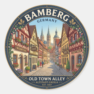 Bamberg Old Town Alley Germany Classic Round Sticker