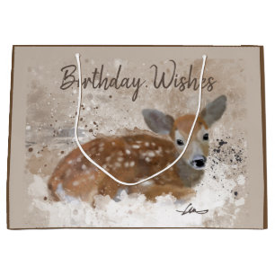 Bambi Deer Watercolour Personalised Large Gift Bag