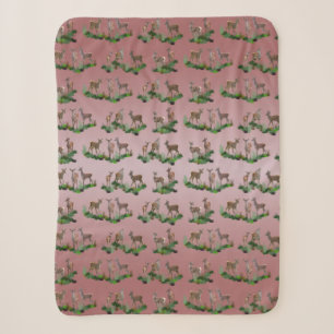 Bambi Meadow Sherpa Blanket (Dusty Pink Mix)