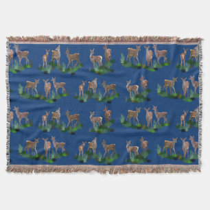 Bambi Meadow Throw Blanket (Navy)
