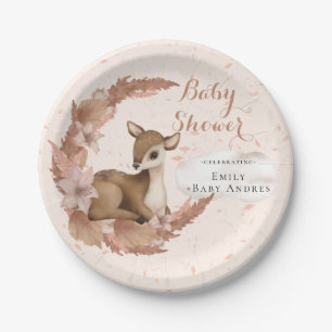 Bambi with Flowers Stars Cloud Baby Shower Paper P Plate