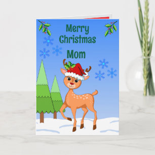 BambiDeer Christmas Folded Greeting Card