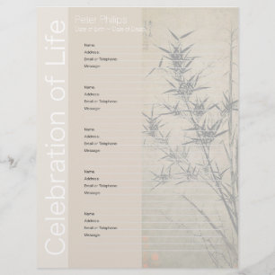 Bamboo 2 Memorial Guest Book - Binder Filler Pages