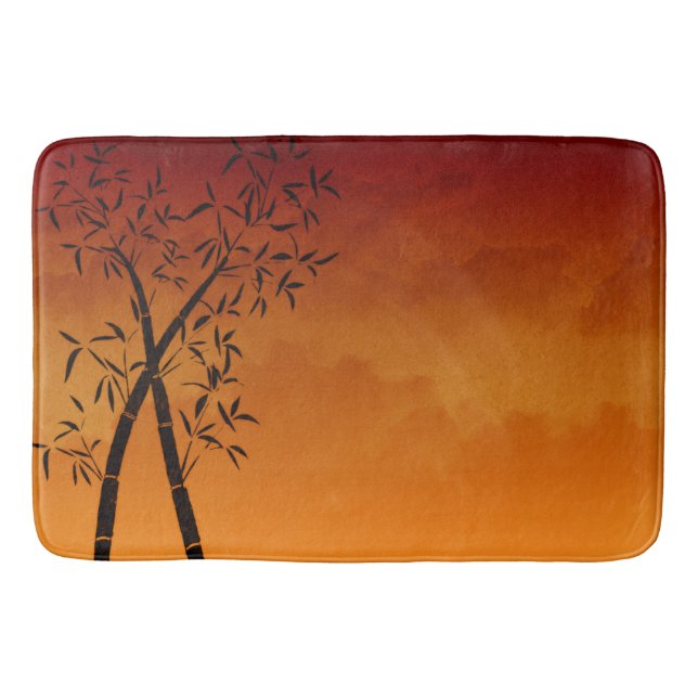 Bamboo and mountain view Scene Bath Mat (Front)