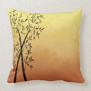 Bamboo and mountain view Sunset Cushion