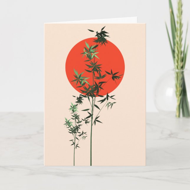 Bamboo and Red Sun Birthday Card (Front)