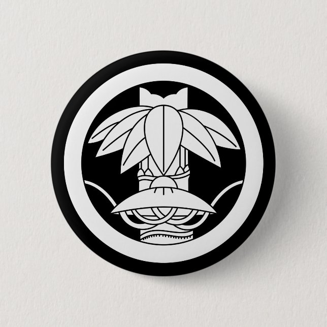 Bamboo and sedge hat in circle 6 cm round badge (Front)