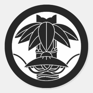 Bamboo and sedge hat in circle classic round sticker