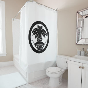 Bamboo and sedge hat in circle shower curtain