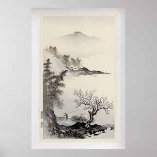Bamboo, Apricot and a Fisherman by Imoto Tekiho Poster