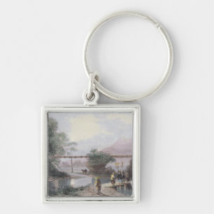 Bamboo Aqueduct at Hong Kong, engraved by Henry Ad Key Ring