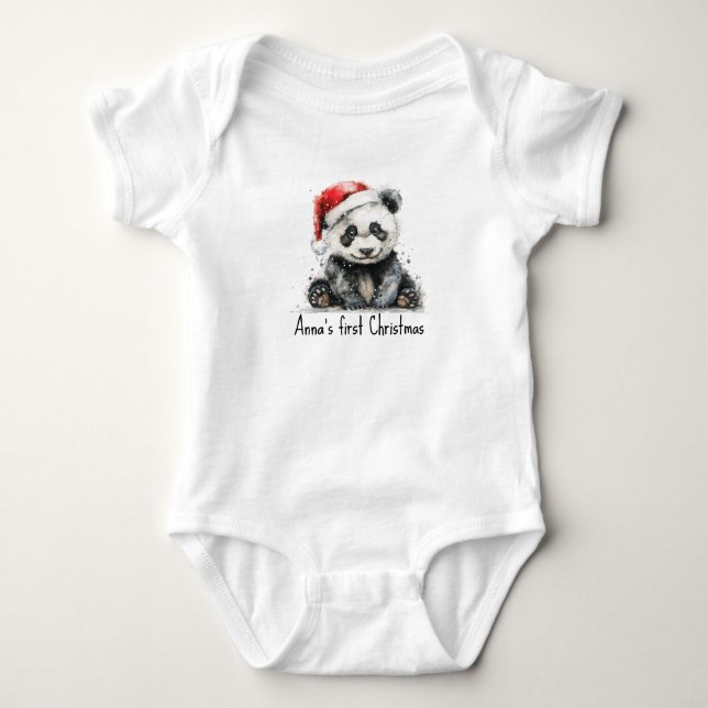 Bamboo Bear's First Christmas, custom Baby Bodysuit (Front)
