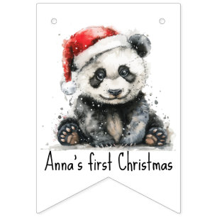 Bamboo Bear's First Christmas, custom Bunting