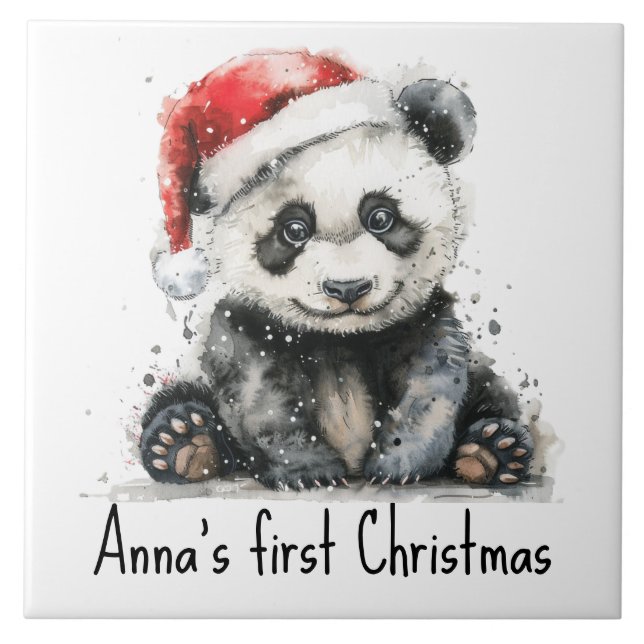 Bamboo Bear's First Christmas, custom Tile (Front)