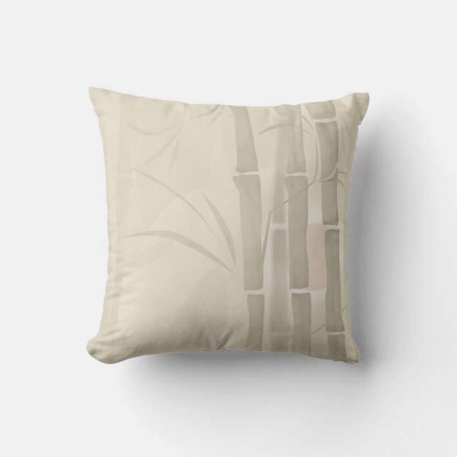 Bamboo, beige background cushion (Front)