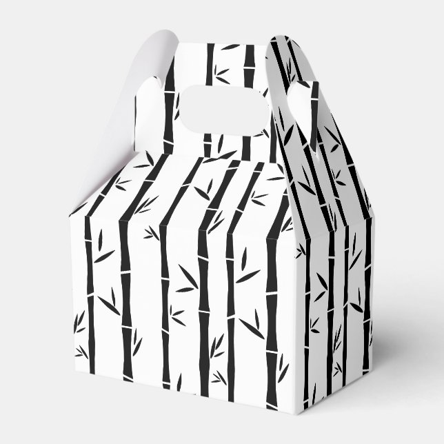 Bamboo Black and White Custom Favour Box (Front Side)