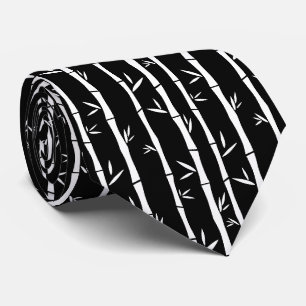 Bamboo Black and White Custom Tie