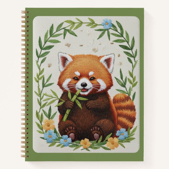 Bamboo Buddy Embroidered Red Panda Journal (Front)