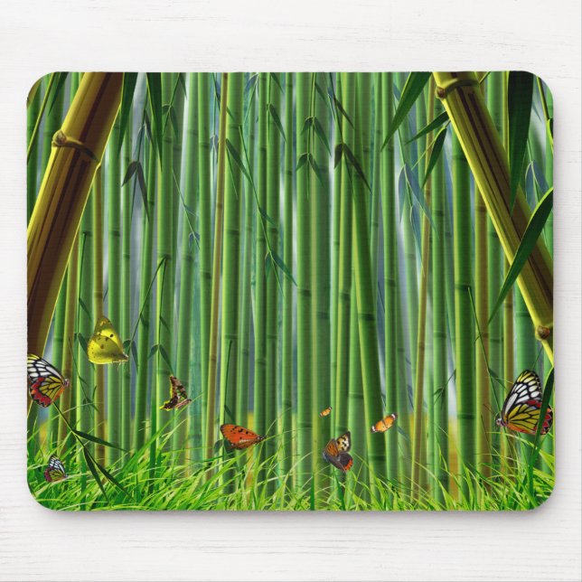 Bamboo & Butterfly Art 1 Mousepad (Front)