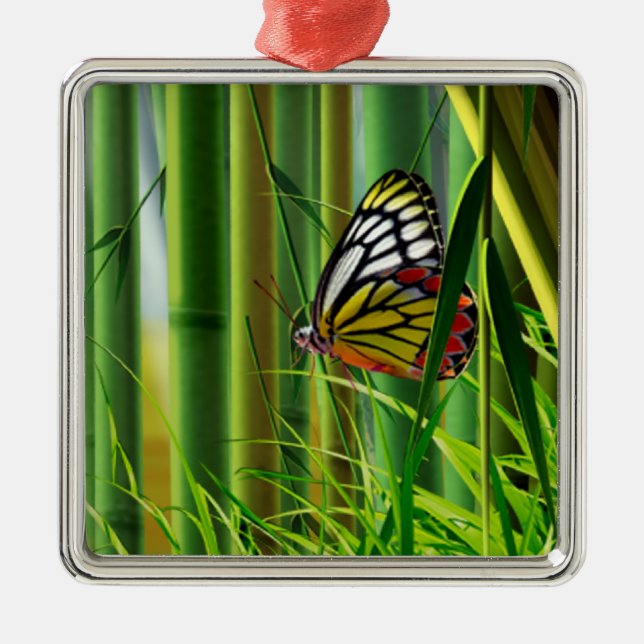 Bamboo & Butterfly Art 1 Ornament (Front)