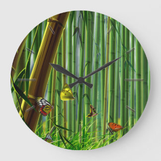 Bamboo & Butterfly Art 1 Wall Clocks Options