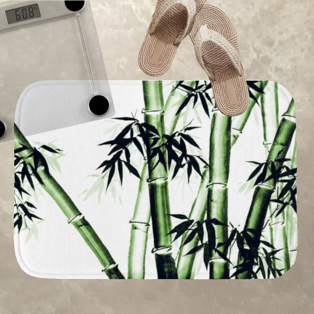 Bamboo Chinese Art - one - green Bath Mat (Creator Uploaded)
