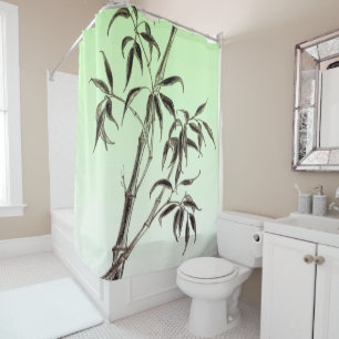 Bamboo drawing 3 shower curtain