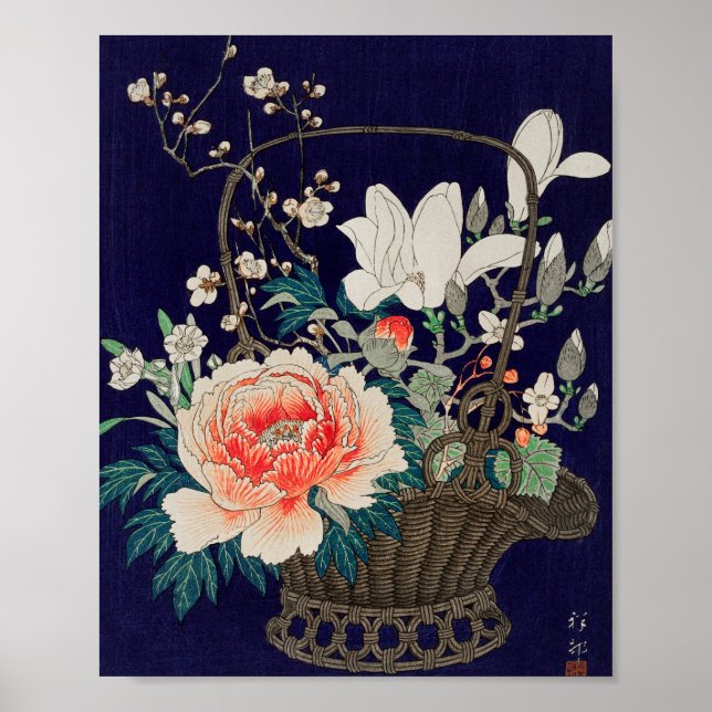 Bamboo flower basket Ohara Koson Illustration Poster (Front)