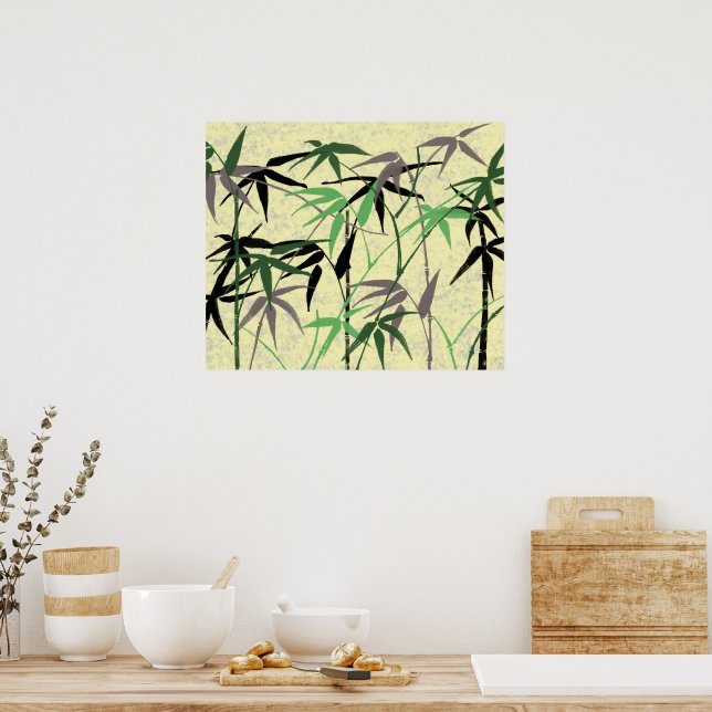 Bamboo Foliage, Leaves, Shoots - Green Yellow Poster (Kitchen)