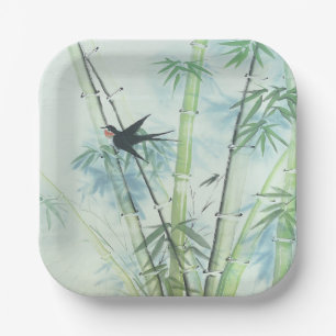 Bamboo Forest - green Paper Plate