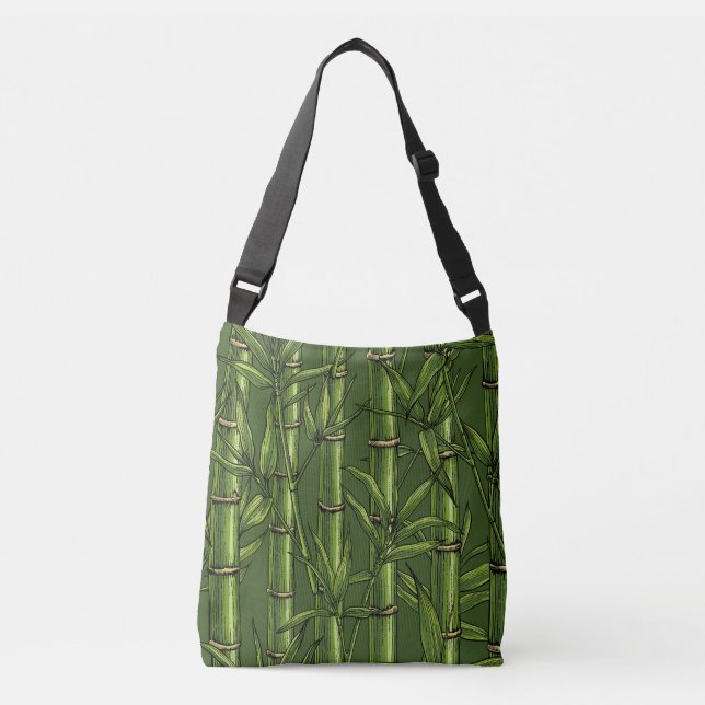 Bamboo forest in green crossbody bag (Front)
