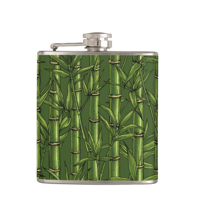 Bamboo forest in green hip flask (Front)