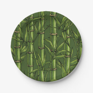 Bamboo forest in green paper plate