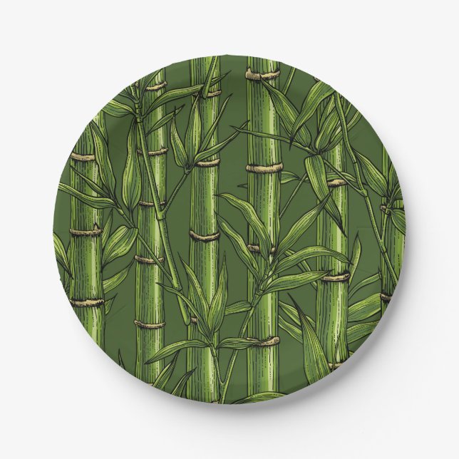 Bamboo forest in green paper plate (Front)