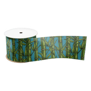 Bamboo forest in green satin ribbon