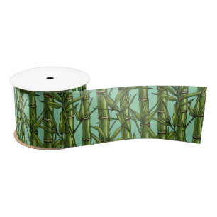 Bamboo forest in green satin ribbon