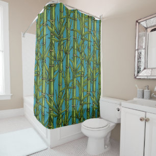 Bamboo forest in green shower curtain